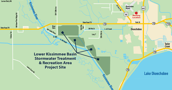Map showing the Lower Kissimmee Basin STA and Recreation Area project sites