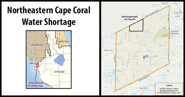 NE Cape Coral Water Shortage Map