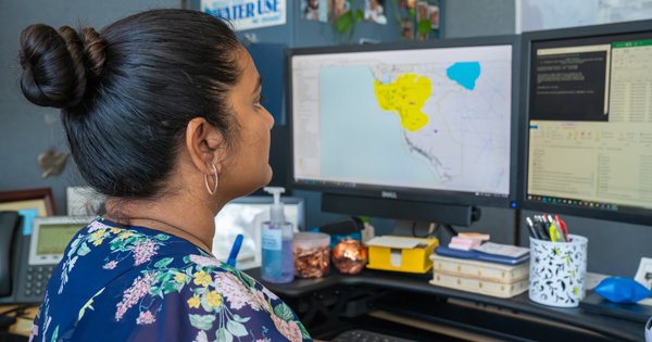 Staff using computer models