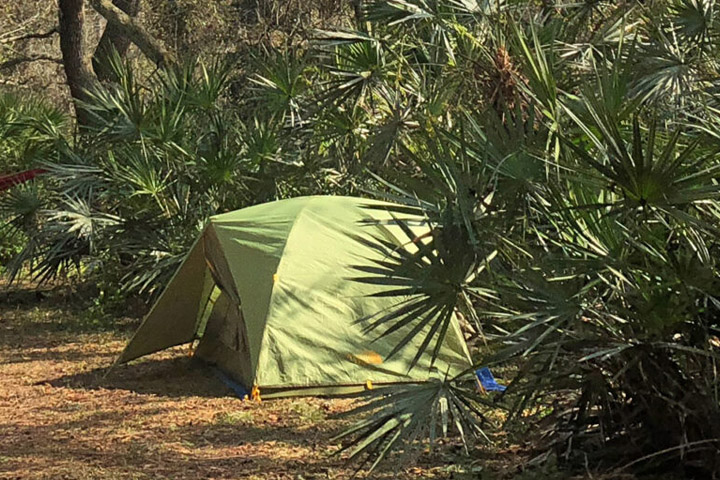 Primitive tent camping 