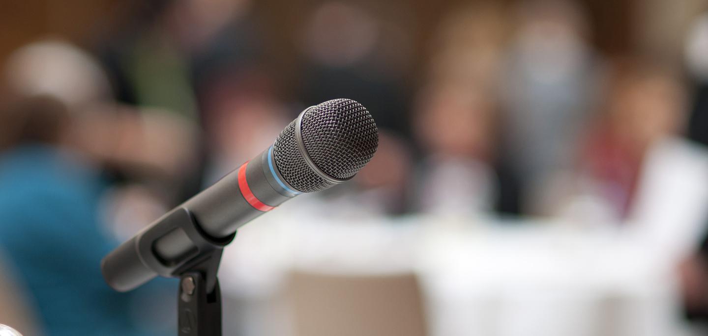 photo of microphone at public meeting