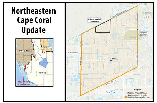 Map highlighting Watering Restrictions in Northeastern Cape Coral